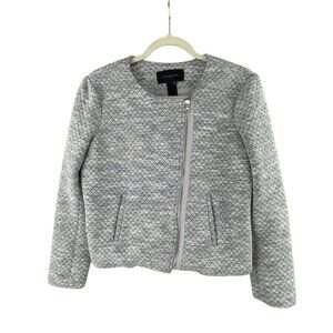 Ann Taylor Factory Gray Quilted Jacket Asymmetrical Zipper Sz M Neutral Outdoor